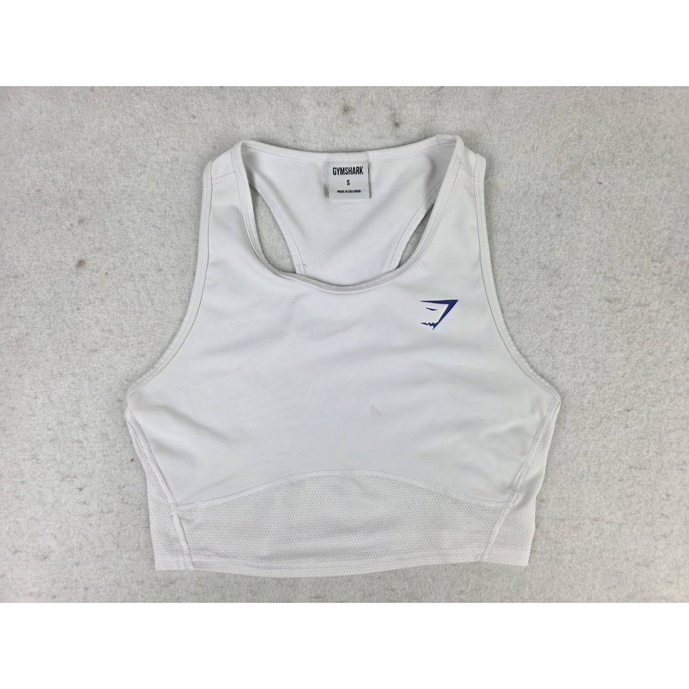 Gymshark Womens Small White Racerback Crop Top Lightweight Sportswear